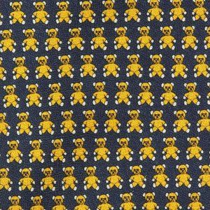 d. Cenci Yellow Teddy Bear on Navy Blue Men's Silk Neck Tie